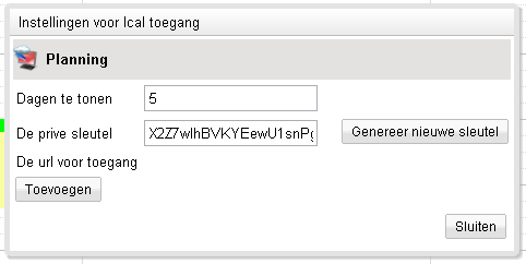 Stel ical toegang in.