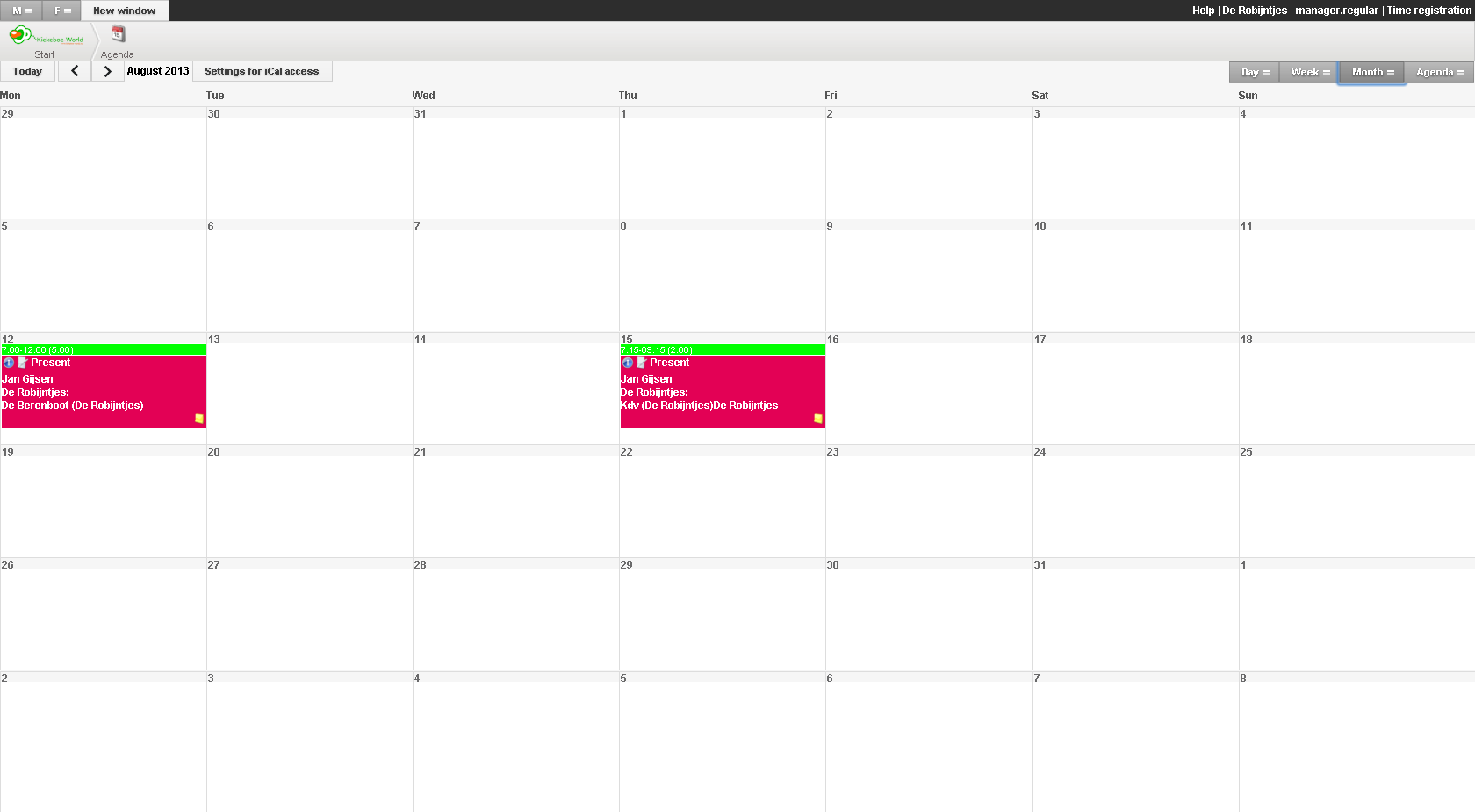 Agenda per maand bekeken